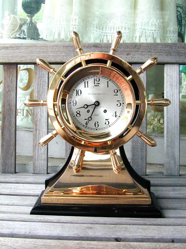 A Fine Antique Chelsea Mariners Ships Bell Clock in Rose Bronze Inscribed "Fire Island Yacht Club" and Delivered on May 24, 1926