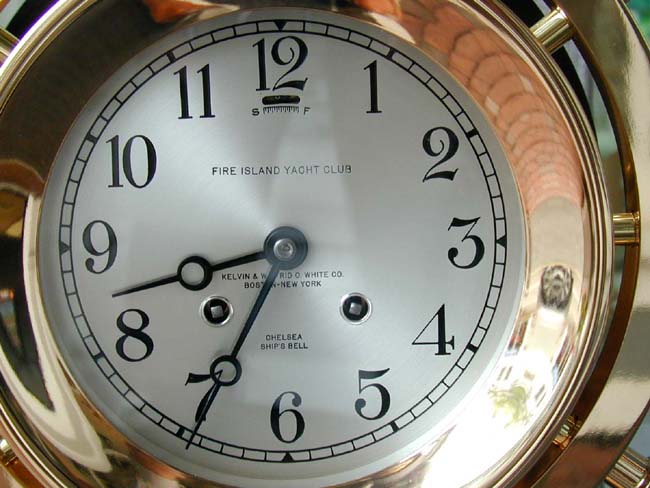 A Fine Antique Chelsea Mariners Ships Bell Clock in Rose Bronze Inscribed "Fire Island Yacht Club" and Delivered on May 24, 1926 — image 2