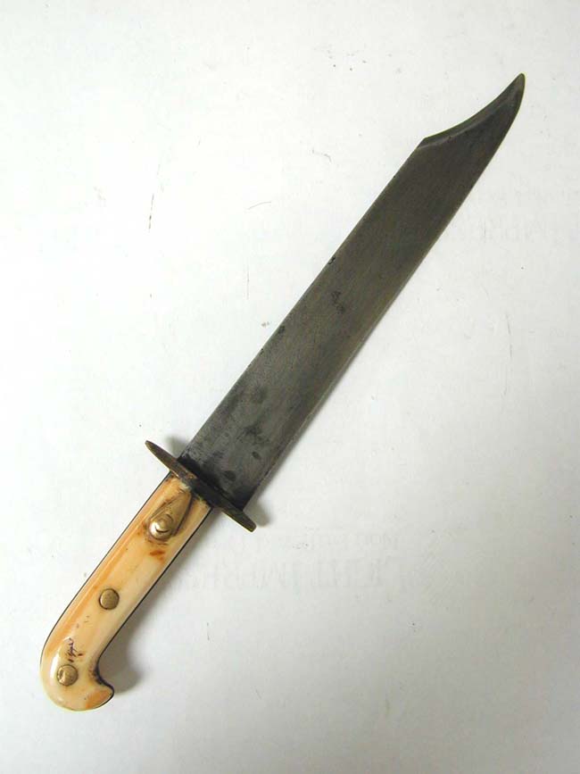A Rare Mid 19th Century American Bowie Knife With Whale Ivory Handle