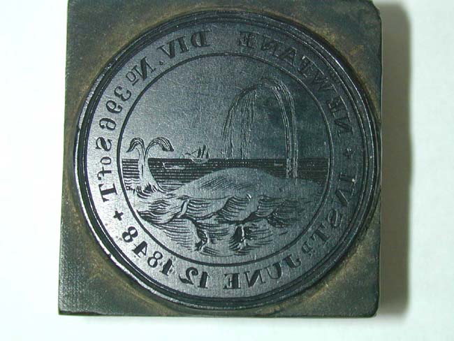 A Mid 19th century Whaling Company Seal Inscribed "NEWFANE" and dated June 15, 1848