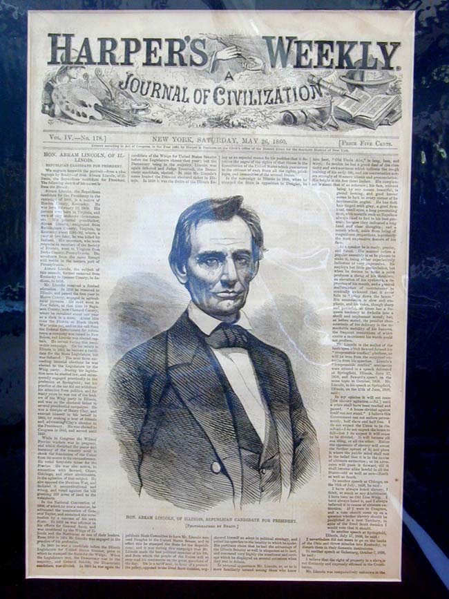 Abraham Lincoln's First Cover Published by HARPER'S WEEKLY May 26, 1860