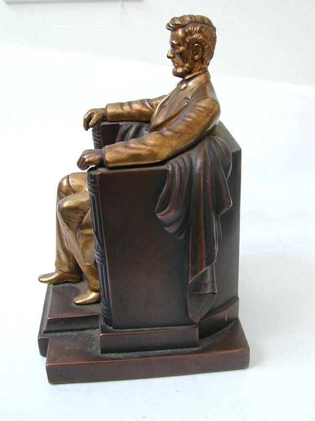 A Pair of Abraham Lincoln "Sitting in the Chair" Bookends by Jennings Brothers circa 1930 — image 2