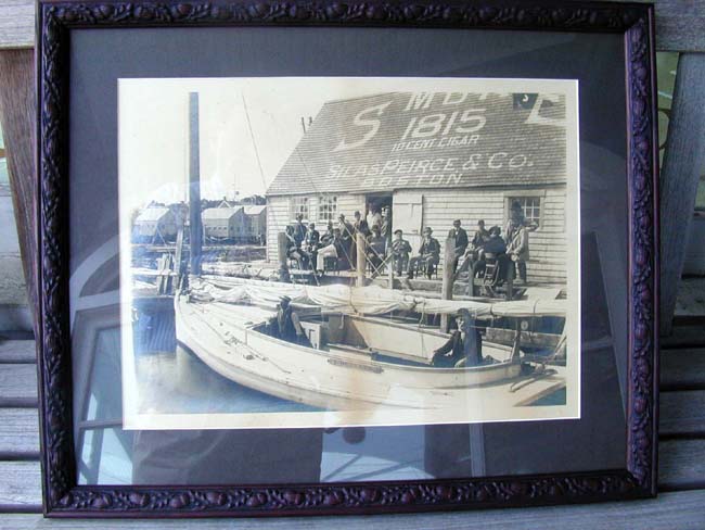 A Rare Original Photograph of Two Men in a Catboat docked at the Silas Peirce & Co. Dock in Nantucket circa 1880 — image 2