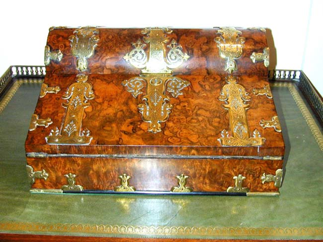 A Fine Victorian Brass Mounted Burr Walnut Writing Slope circa 1850 — image 3