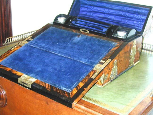 A Fine Victorian Brass Mounted Burr Walnut Writing Slope circa 1850 — image 2