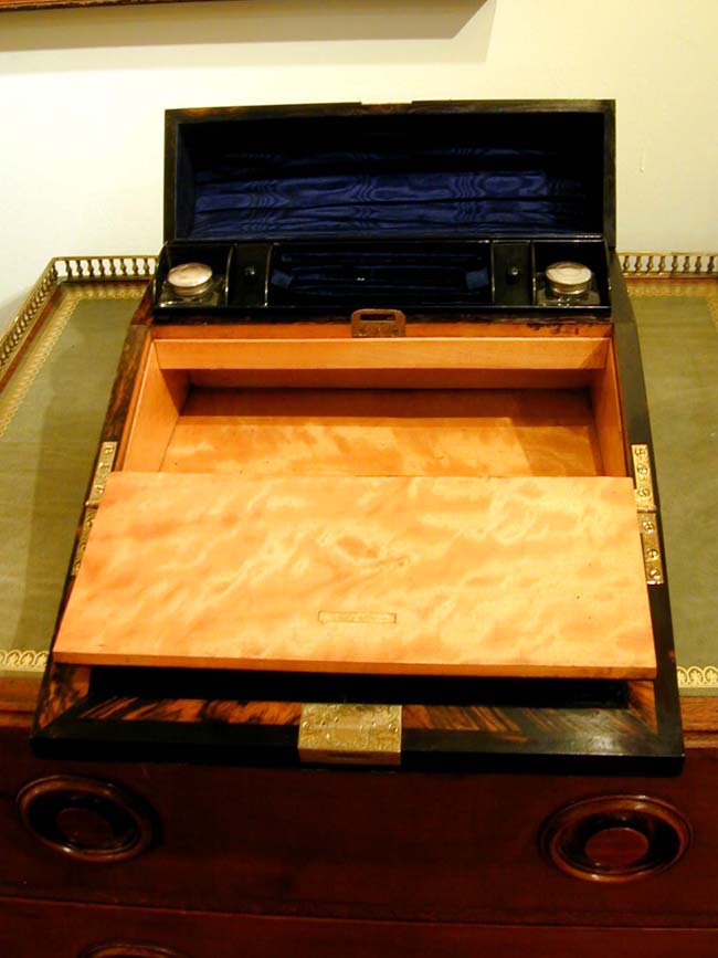 A Fine Victorian Brass Mounted Burr Walnut Writing Slope circa 1850 — image 6