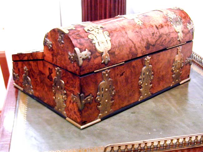 A Fine Victorian Brass Mounted Burr Walnut Writing Slope circa 1850 — image 7