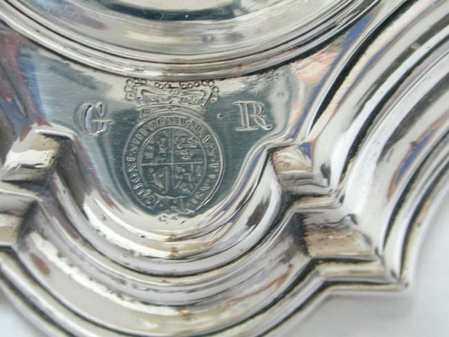 Two Nearly Identical Georgian Silver Candlesticks With Royal Badge and Monogram of King George II — image 2