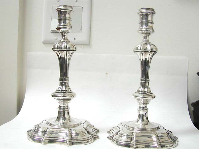 Two Nearly Identical Georgian Silver Candlesticks With Royal Badge and Monogram of King George II — image 6