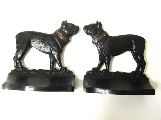 A Pair of Bradley & Hubbard Antique Bookends Depicting a Bull Dog circa 1920