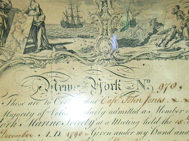 An Historically Important Certificate Issued To CAPT. JOHN PAUL JONES in 1790.