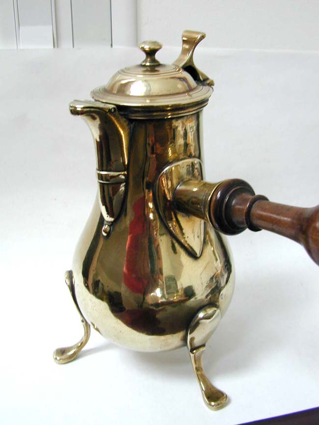 A Beautiful 18th century French Brass Chocolate Pot with Turned Fruitwood Handle circa 1760 — image 2