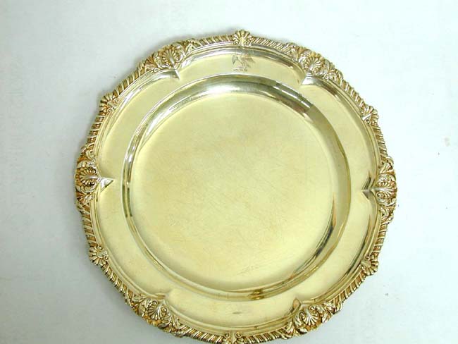 A Set of Six English William IV Silver-Gilt Dinner Plates by Robert Garrard, London 1836