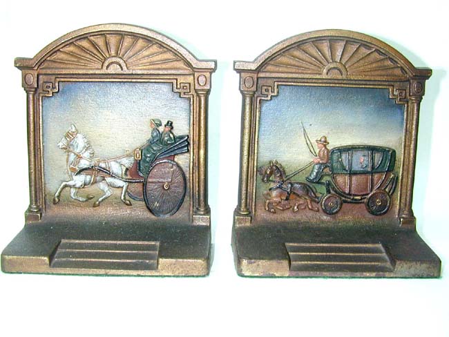 A Good Pair of Bradley & Hubbard Antique 'Coaching' Bookends circa 1920