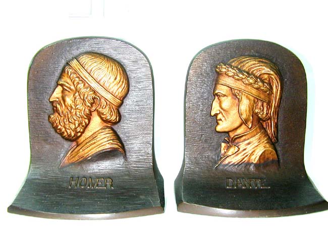 A Fine Pair of Bradley & Hubbard Antique Bookends Depicting 'DANTE' and "HOMER' circa 1910