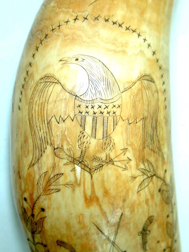 A Fine 19th Century American Scrimshawed Whale's Tooth With Wonderful Eagle and Shield circa 1850 — image 3