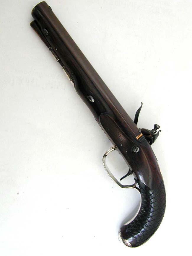 A Fine Late 18th century Silver Mounted Flintlock Officers Pistol By Durs Egg — image 4