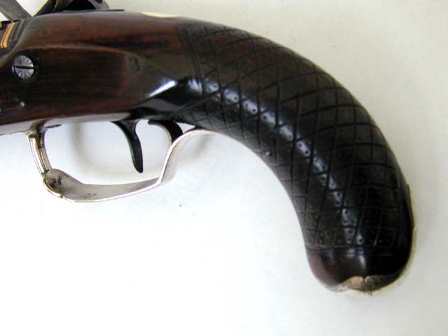 A Fine Late 18th century Silver Mounted Flintlock Officers Pistol By Durs Egg — image 5
