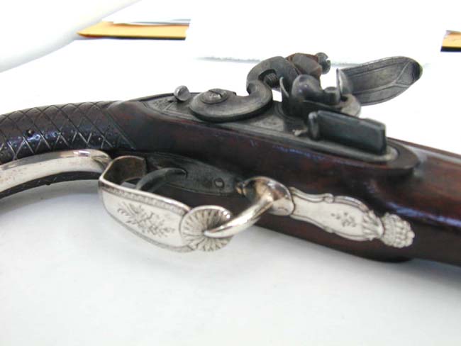 A Fine Late 18th century Silver Mounted Flintlock Officers Pistol By Durs Egg — image 6