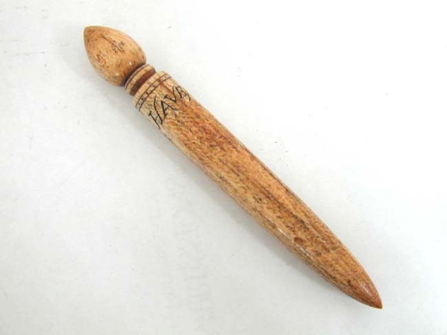 A 19th century Sailor Carved Whalebone Fid 7 1/4" Long Inscribed "Free Haven"