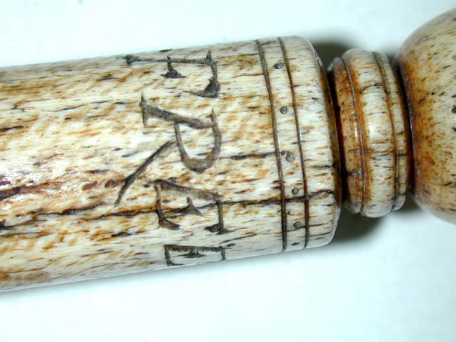 A 19th century Sailor Carved Whalebone Fid 7 1/4" Long Inscribed "Free Haven" — image 3