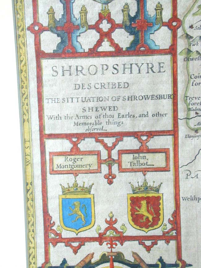 John Speed's County Map of Shropshyre, England circa 1612 — image 4
