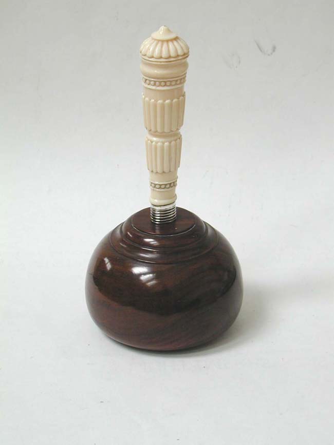 A Late Victorian Ivory Mounted Lignum Vitae Letter Tamper With Monogrammed Silver Plate circa 1875