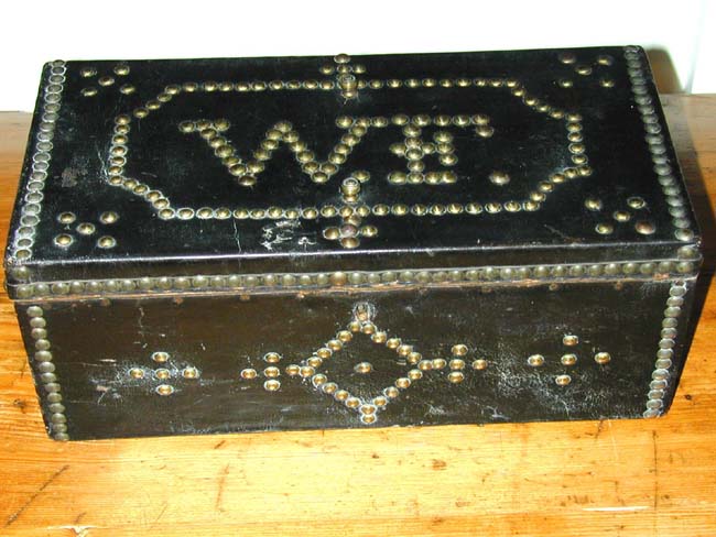 An Early 19th century American Brass Decorated Leather Covered Document Box circa 1820