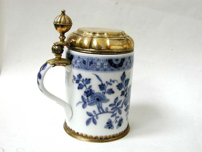 A Fine and early MEISEN Silver-Gilt Mounted Tankard circa 1740