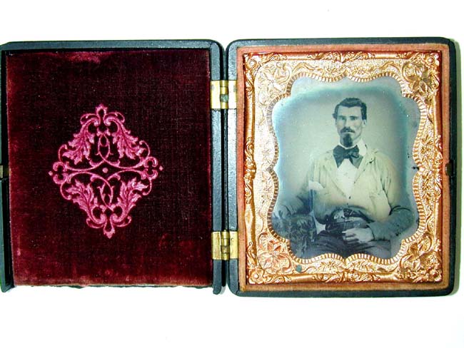 A Civil War Ambrotype Image of a Seated Militia Soldier in a Rare "Monitor" Case c. 1864