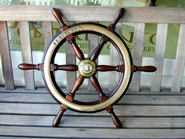 A Wonderful Small 19th Century Yacht Wheel With Engraved Name HERON circa 1870 — image 3