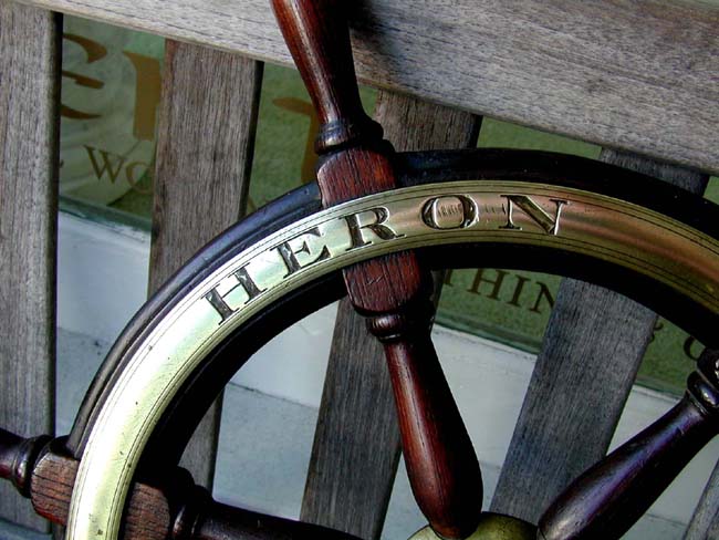 A Wonderful Small 19th Century Yacht Wheel With Engraved Name HERON circa 1870 — image 2