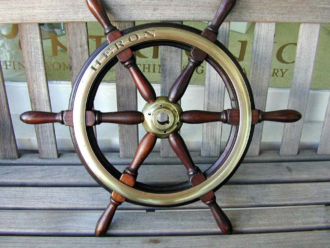 A Wonderful Small 19th Century Yacht Wheel With Engraved Name HERON circa 1870