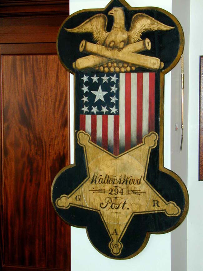 A Rare Carved & Painted Civil War Grand Army of the Republic (G.A.R.) Veterans Post Sign circa 1882