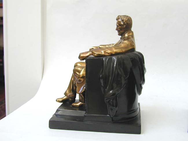 A Good Pair of Abraham Lincoln "in the chair" Bookends by Jennings Brothers circa 1930 — image 2