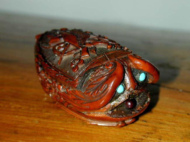 A Napoleonic Period Carved Walnut Snuff Box in the form of a ship circa 1795 — image 5