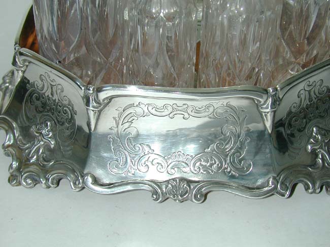 An Attractive English Engraved Silver 7 Bottle Cruet Set by George Angell, London, 1855 — image 3