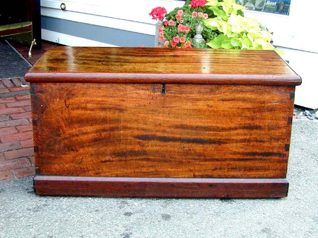 A Rare Early 19th century Camphorwood Seaman's chest With Canted Sides and Dovetail Construction — image 2
