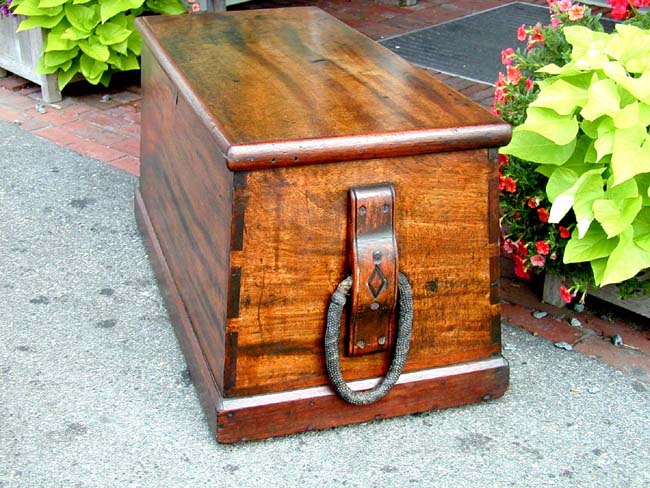 A Rare Early 19th century Camphorwood Seaman's chest With Canted Sides and Dovetail Construction