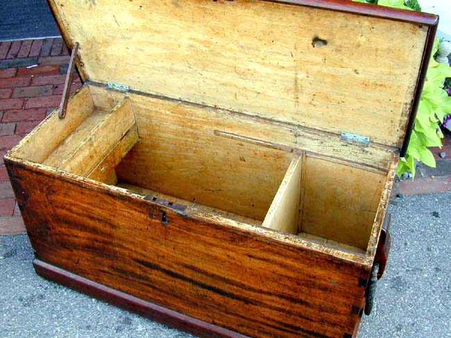 A Rare Early 19th century Camphorwood Seaman's chest With Canted Sides and Dovetail Construction — image 4