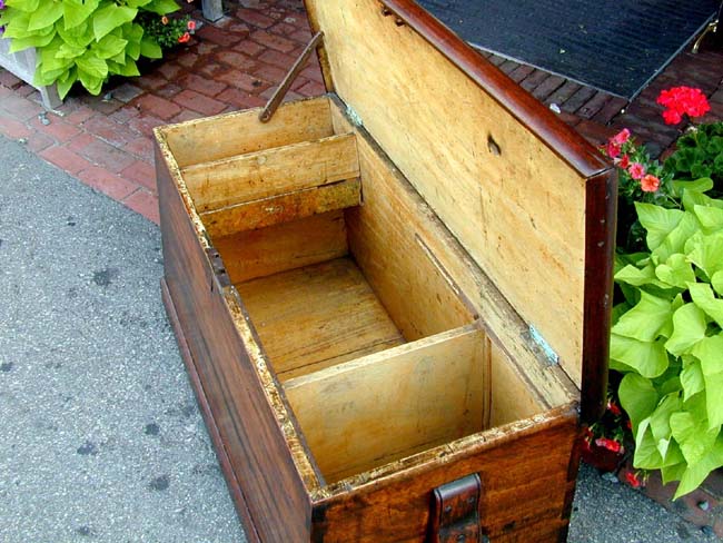A Rare Early 19th century Camphorwood Seaman's chest With Canted Sides and Dovetail Construction — image 5