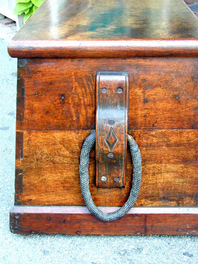 A Rare Early 19th century Camphorwood Seaman's chest With Canted Sides and Dovetail Construction — image 6