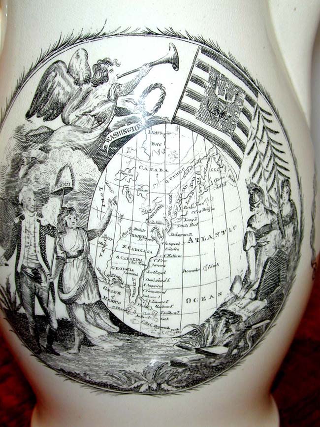 An English Liverpool Black Transfer Pitcher of American Historical Importance circa 1800 — image 4