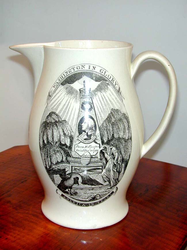 An English Liverpool Black Transfer Pitcher of American Historical Importance circa 1800 — image 2
