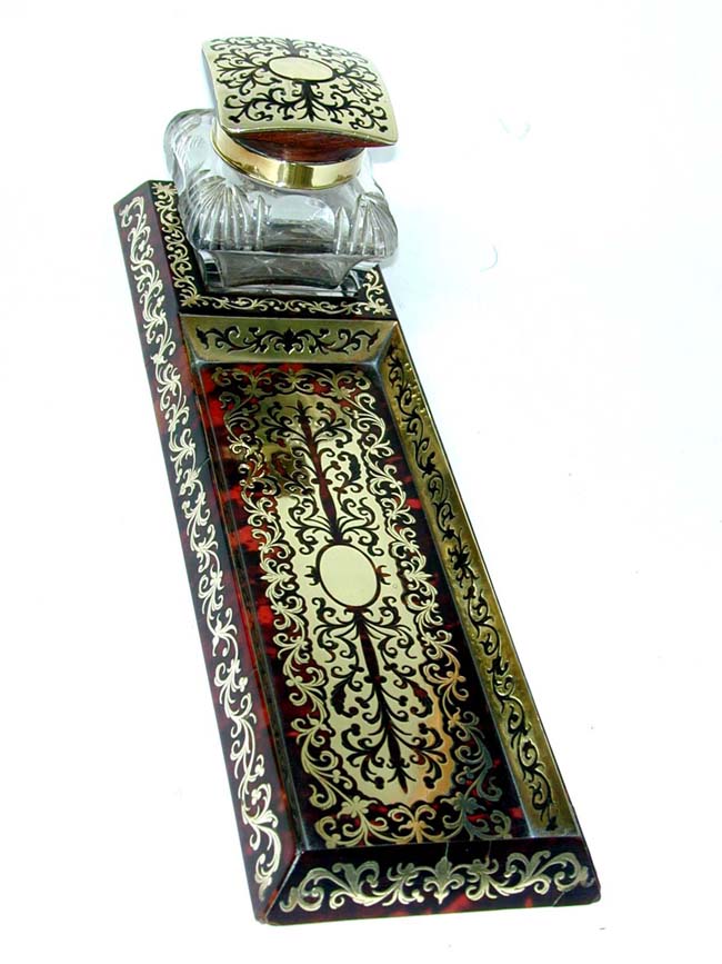 A 19th century Boule Inkwell and Pen Tray circa 1850