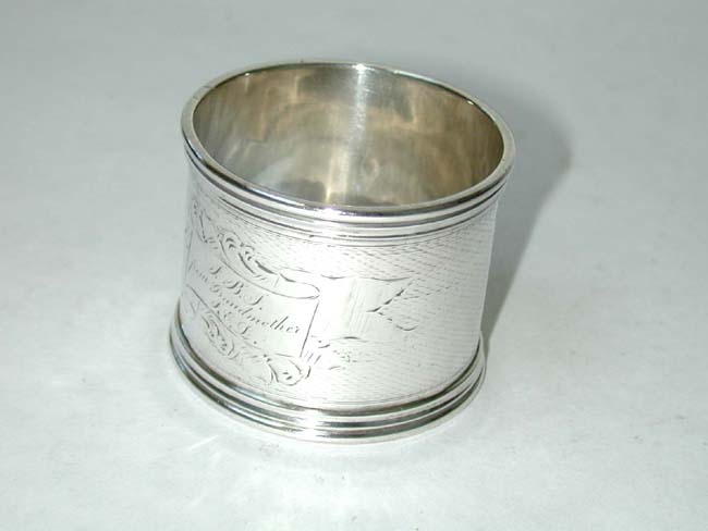 An American Sterling Silver Napkin Ring with Inscription circa 1900