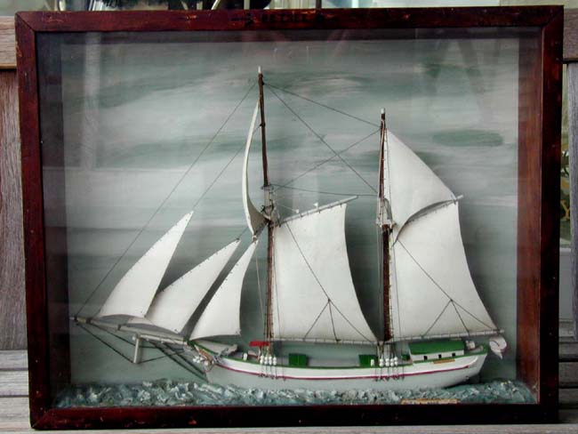 A Sailor-Made Lake Michigan Schooner Model depicting the ship "PETREL" owned by Capt. Lester Nelson circa 1945