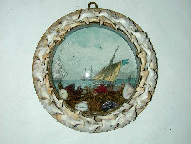 A Victorian Shellwork 6" Roundel circa 1895