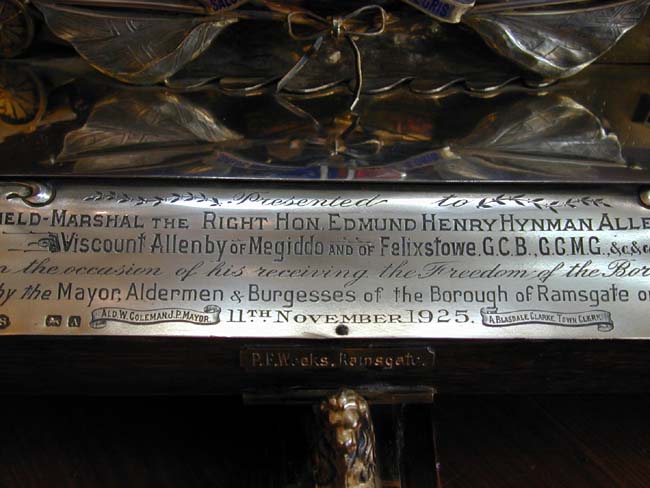 An Important Sterling Silver-Gilt Field Marshall's Baton on Stand Presented to Field Marshall Edmund Allenby, November 11, 1925 — image 3