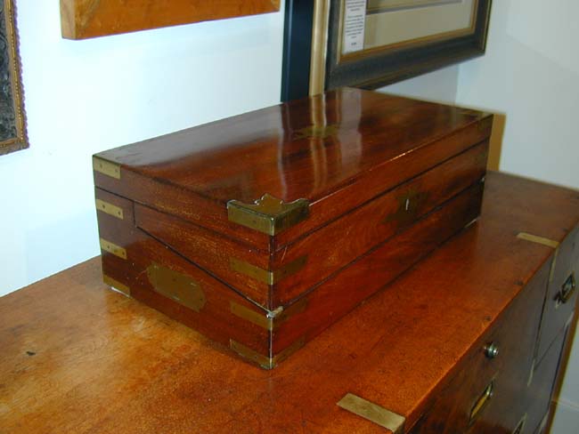 A Fine English Regency Period Brass Bound Campaign Style Mahogany Writing Slope circa 1820 — image 3